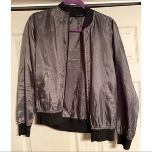 Boohoo gray and black bomber jacket size 8